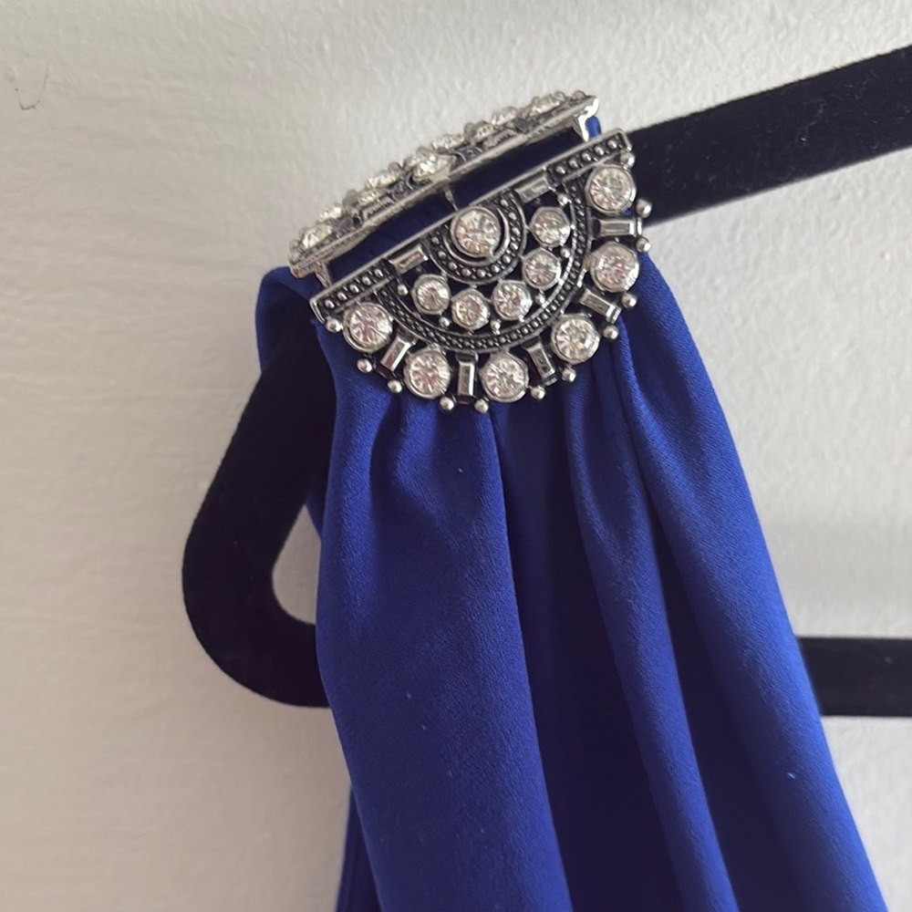 Lauren Ralph Lauren Blue Ruched One-Shoulder Gown - Picture 2 of 6